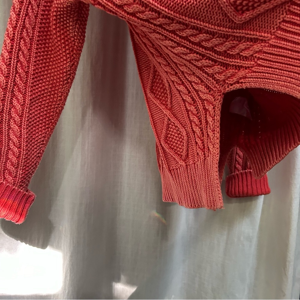 Anthropologie PILCRO JONI CABLE-KNIT SWEATER Coral size small - Picture 8 of 15